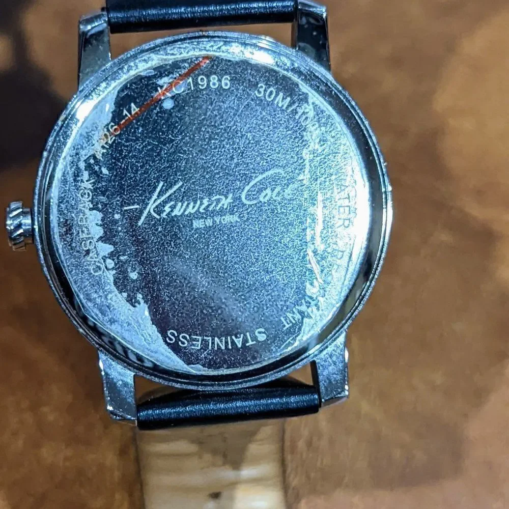 Kenneth Cole Men's New York Rock Out Diamond Analog Stainless Watch - Black Leat